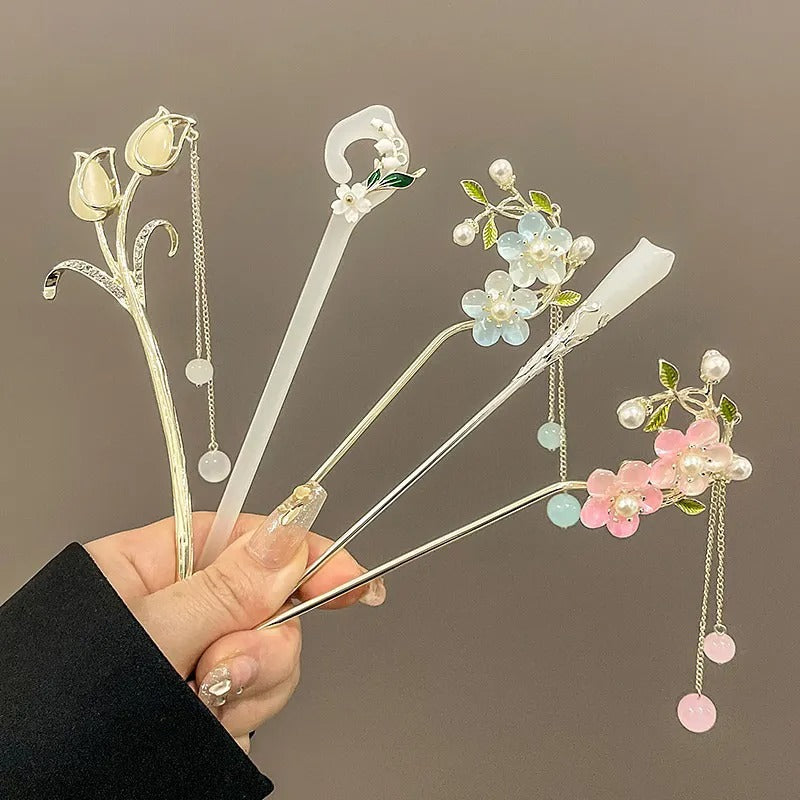 Butterfly & Flower Hair Stick Pins - Handcrafted Charm Jewelry