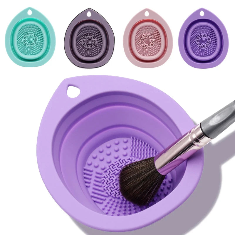 Folding Silicone Brush Cleaner Bowl – Soft Scrubber