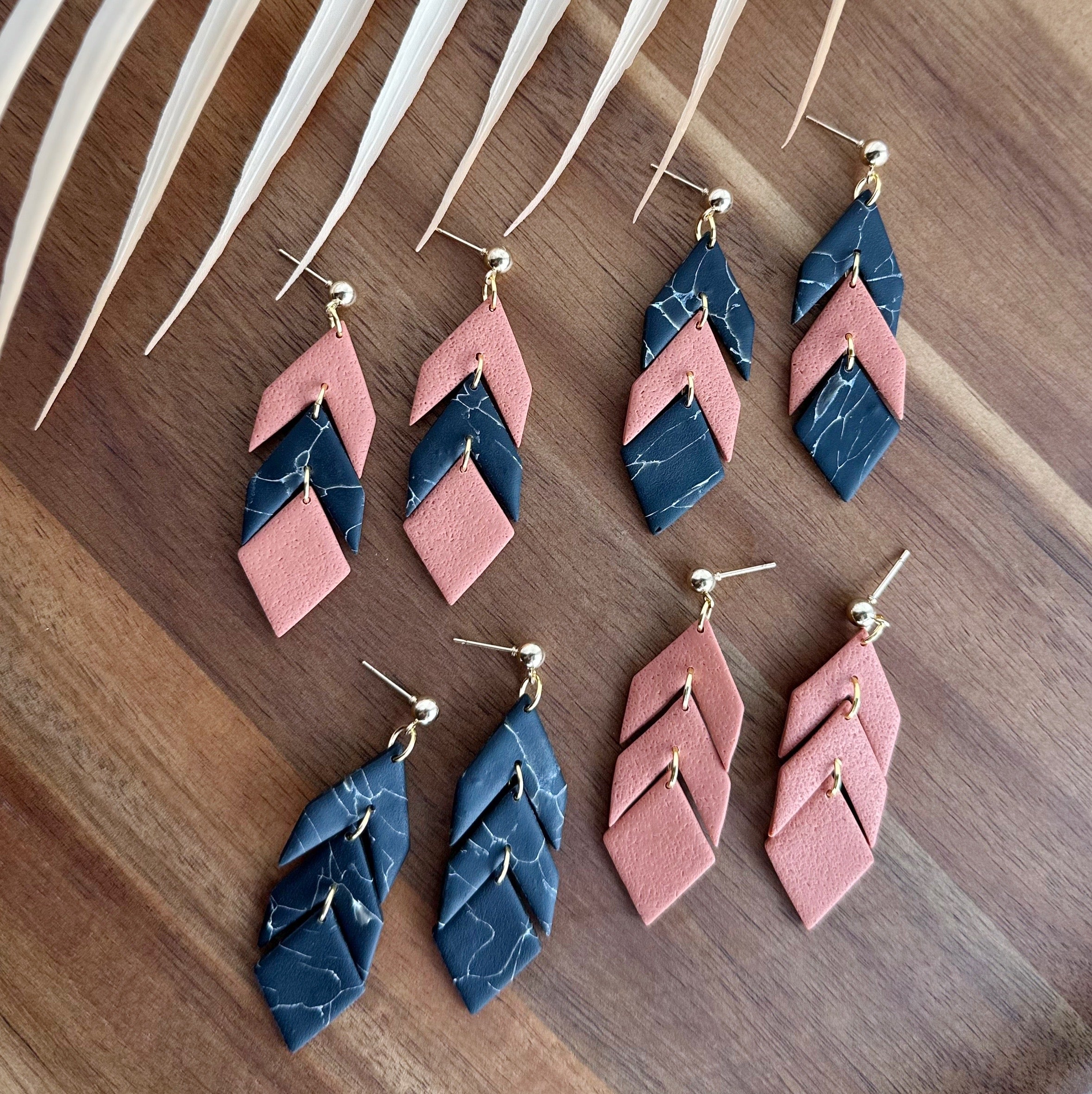Coral & Black Arrow Dangles
