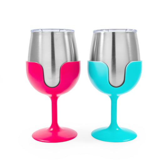 Life is Better at the Campsite Wine Tumbler 2-Pack - Navy, Peach