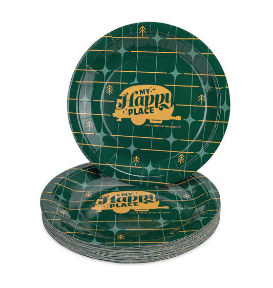 Life Is Better at The Campsite RV Camping Small Paper Plates - Blue Plaid