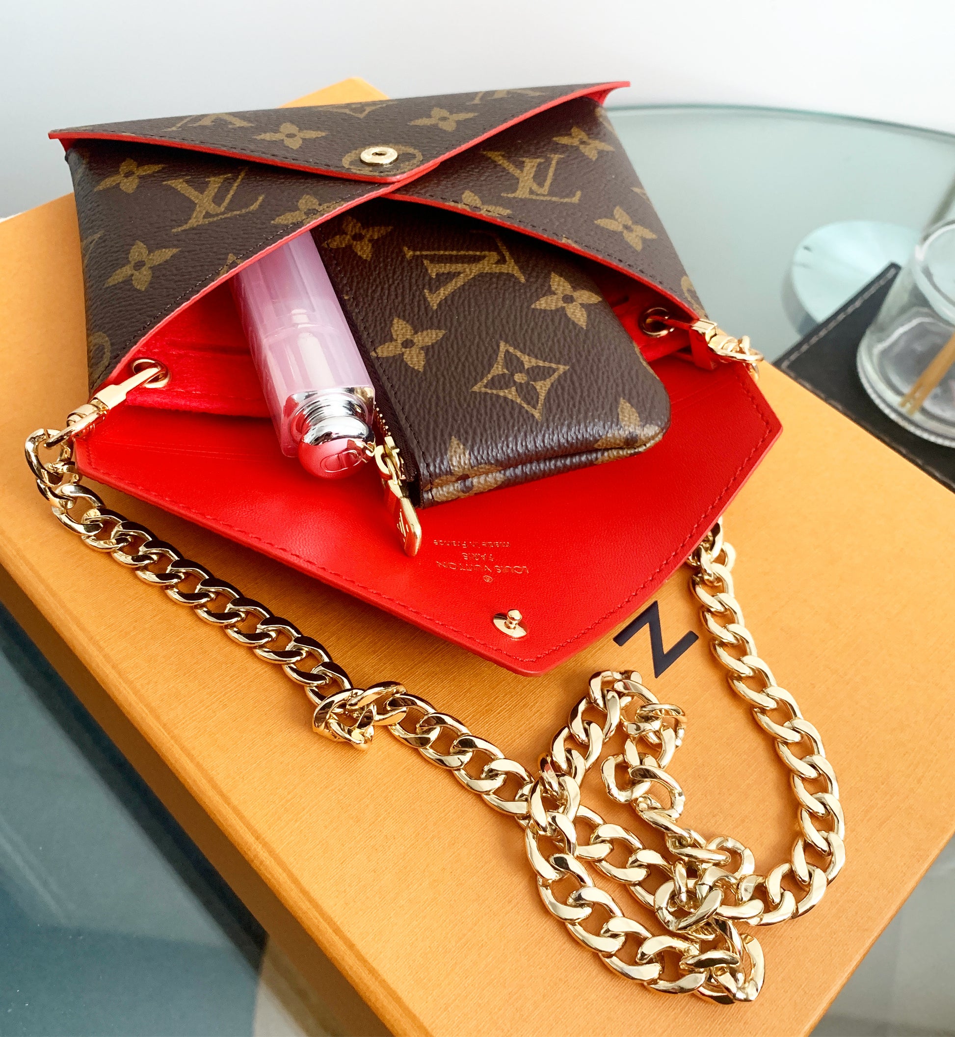 Louis Vuitton Medium Pouch Kirigami Liner Conversion Kit to Shoulder Bag  with Chain - Handbagholic