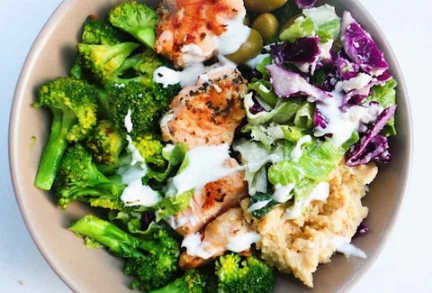 Mediterranean salmon bowl