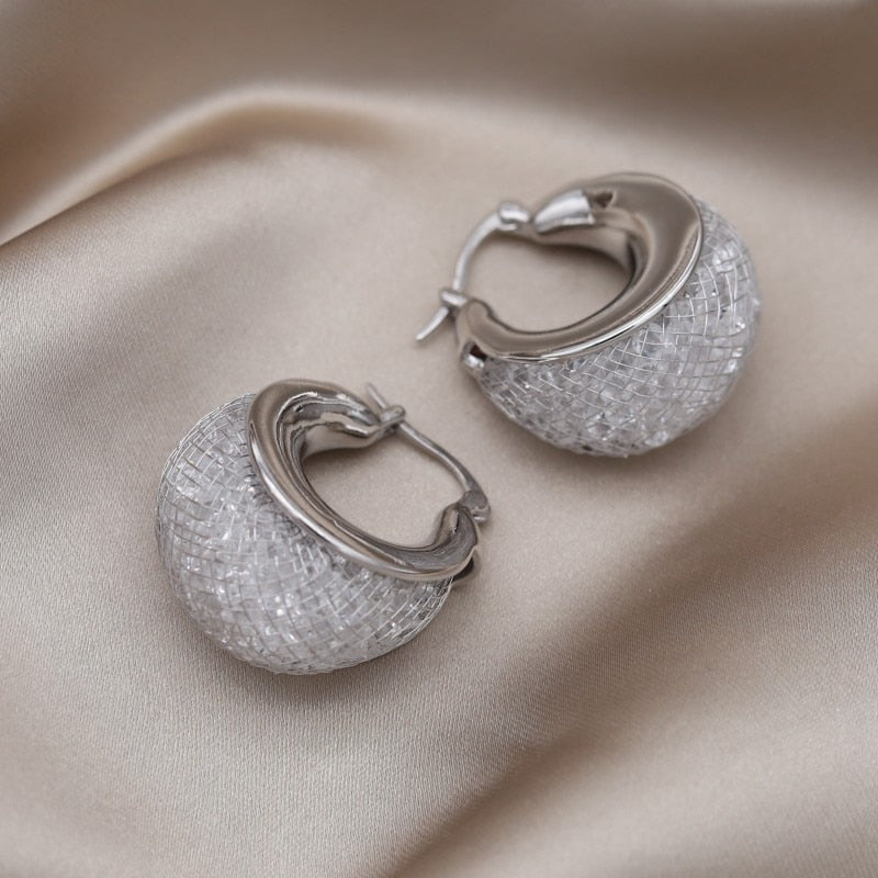 New Design Fashion Jewelry in Korea 14K Gold plated Luxury Crystal Letter U hoop Earrings Elegant Women's Prom Party Accessories
