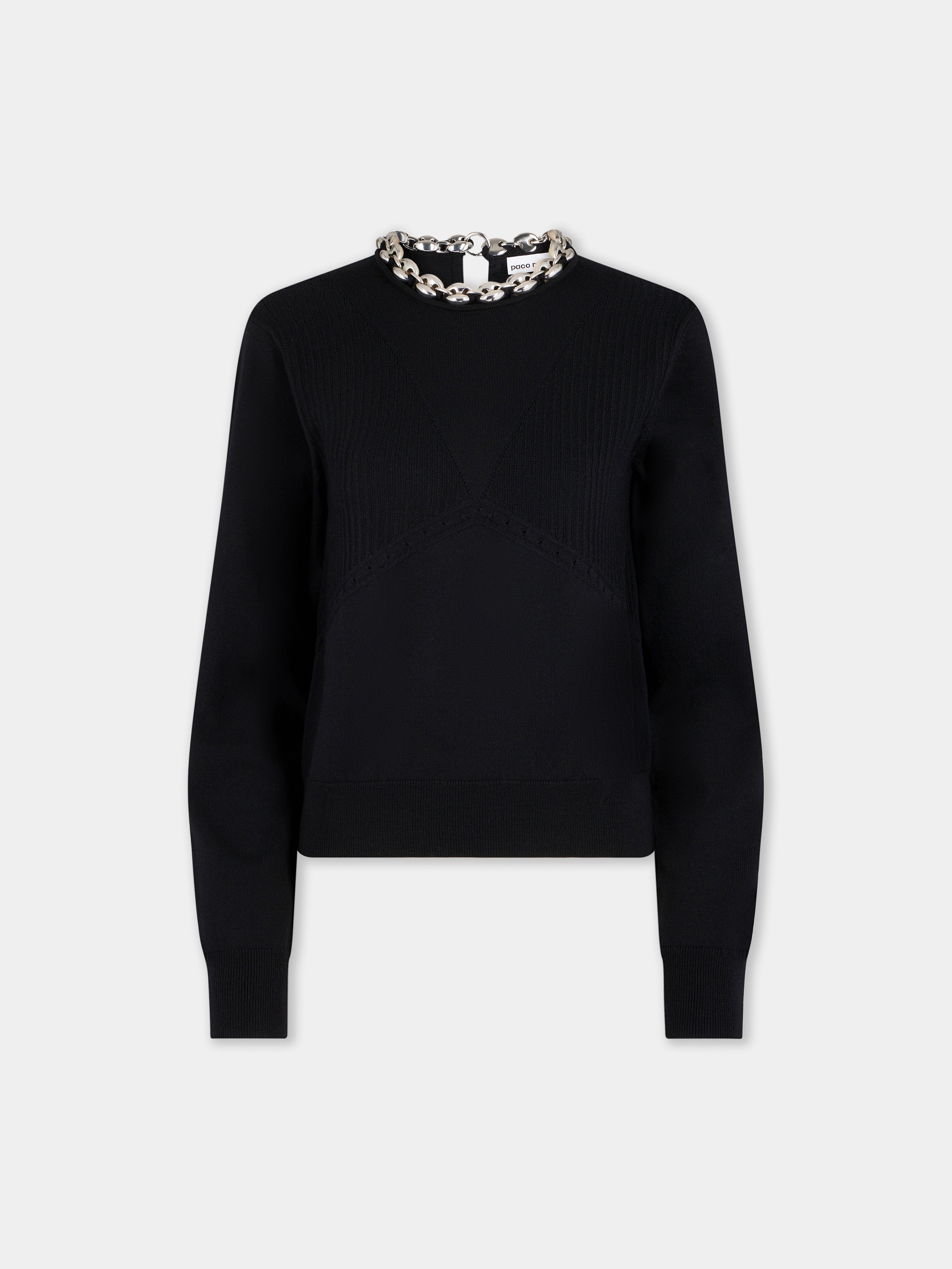 Ribbed black Pullover | Paco Rabanne