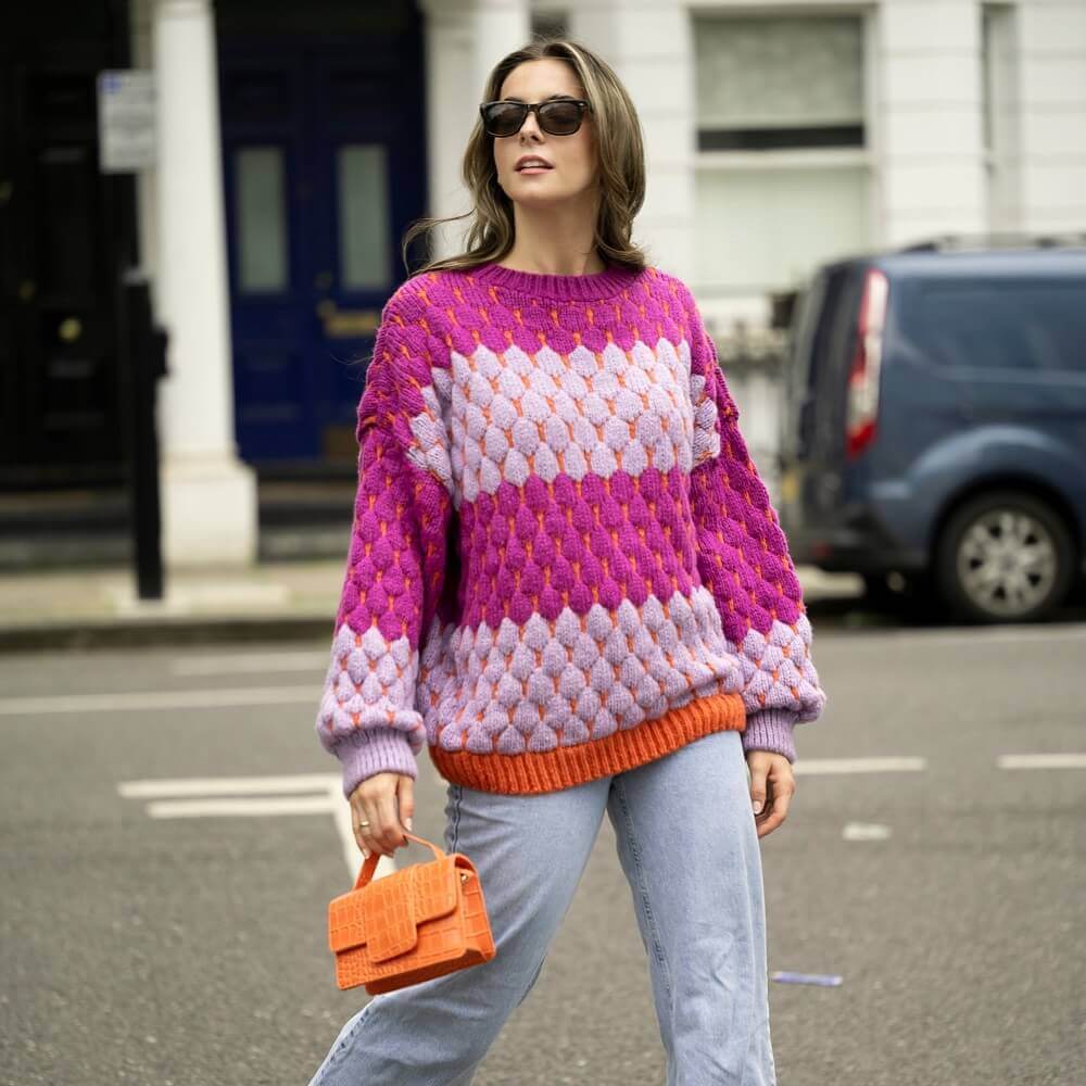 Marissa-bubble-stitch-stripe-jumper-multi - Cara-the-sky