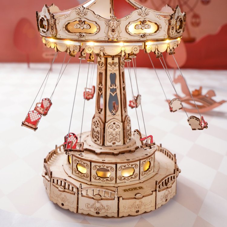 Romantic Carousel Mechanical Music Box 3D Wooden Puzzle – DIYative™