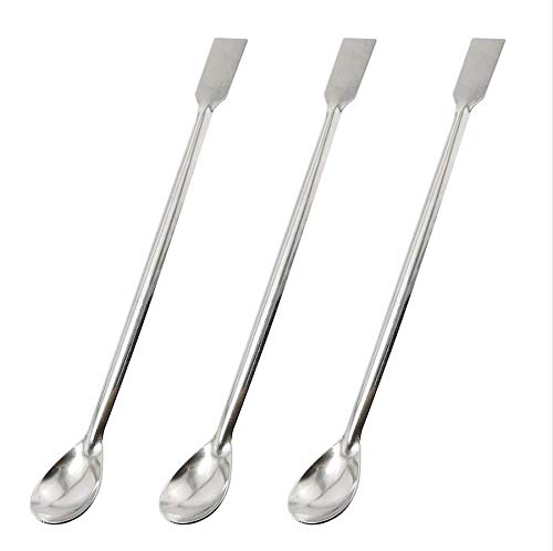 Maxmoral 3PCS Laboratory Spoon Spatula 2 in 1 Stainless Steel Lab Mixing Double End Reagent Sampling Spoon Spatula Tool 20cm...