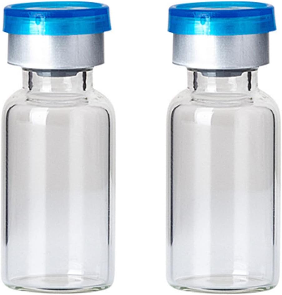10 Pcs 10ml Glass Bottle,Sterile Transparent Vial,Seals Empty Vials, Lab Sample Vial, Empty Vials with Self Healing Injection Port,With Flip Off A...