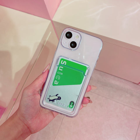 透明クリアiPhoneケースはカードを入れて便利に使える！