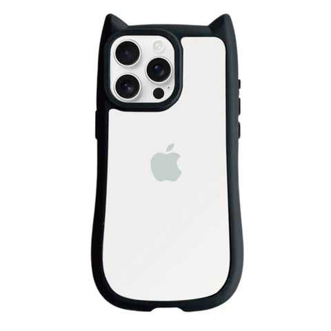 iPhoneケース ネコミミ 耐衝撃グリップ クリアケース プティ