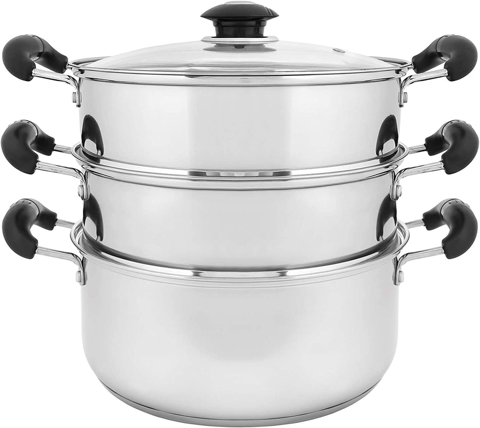 CONCORD Stainless Steel Stock Pot w/Steamer Basket. Cookware great for  boiling and steaming (80 Quart)