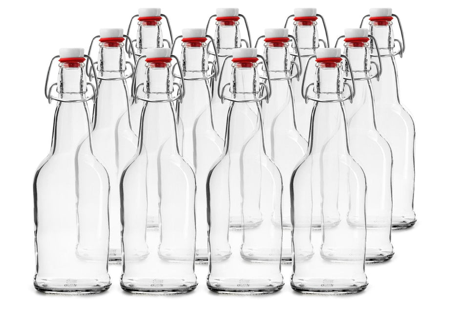 Clear Glass Beer Bottles for Home Brewing with Easy Wire Swing Cap &  Airtight Silicone Seal 16 oz- Case of 6