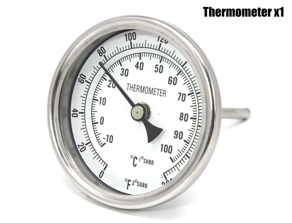 Home Brewing Distilling Dial Thermometer for Brew Kettle Pot, 3.2 Dial,  Stainless Steel - 4 Probe Stem