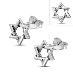 Star Of David Jewish Judaica 925 Sterling Silver Stud Earrings