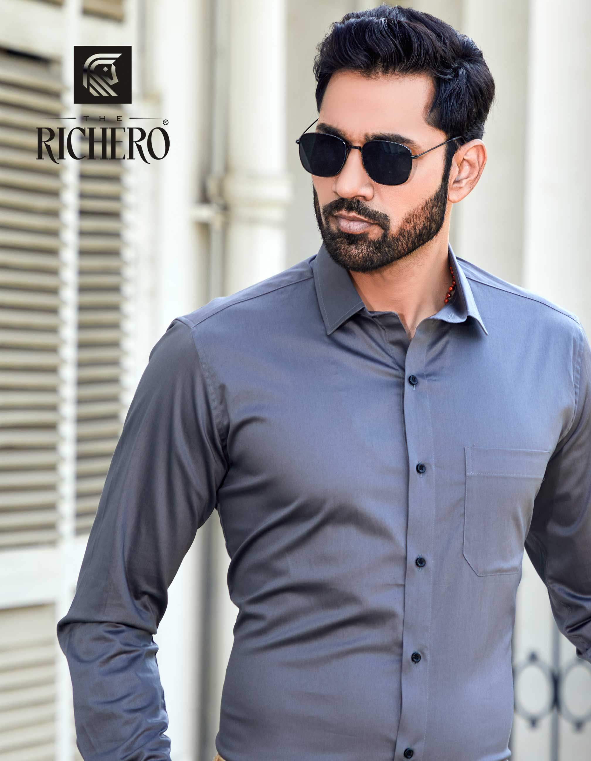 Buy mens plain grey formal & office wear shirt online – The Richero