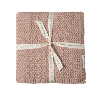 Plait Knit Baby Blanket - Blush Pink