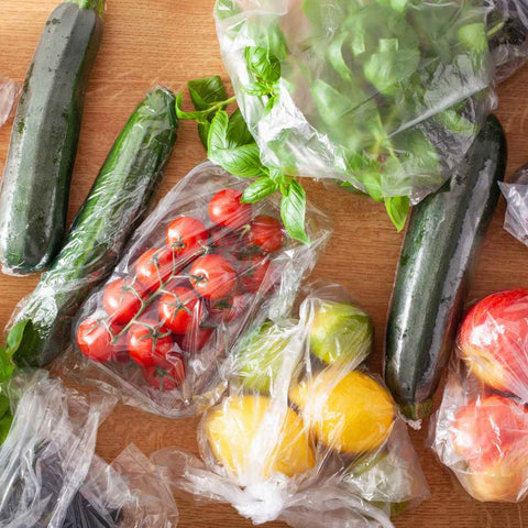 Produce wrapped in plastic