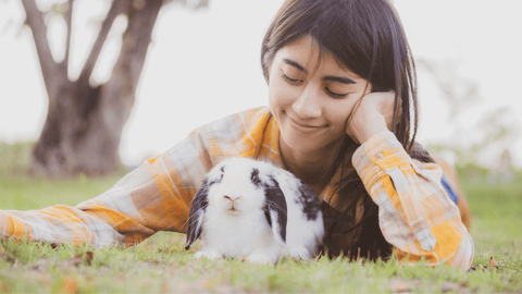 a child with a bunny