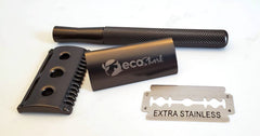 Image of Eco Shark safety razor disassembled for easy cleaning