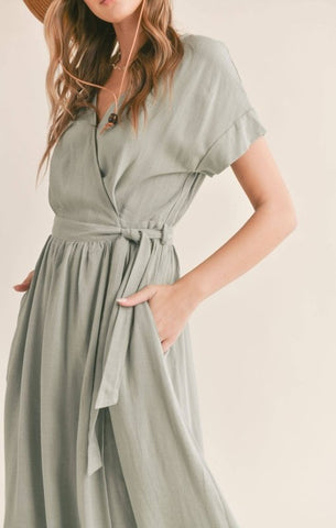 Sage Green Wrap Dress