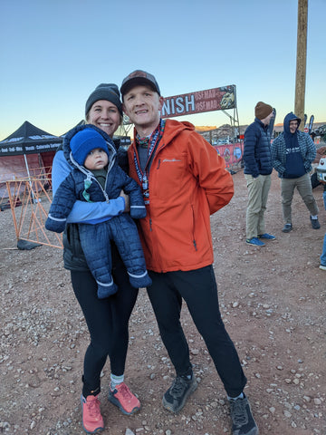 family at the finish line of a ultra race