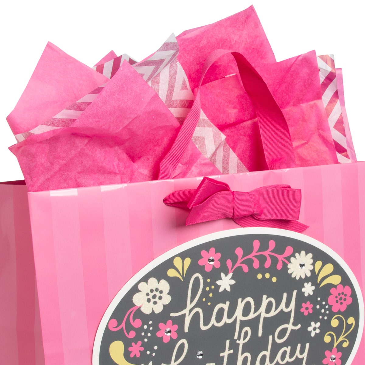 Black and Pink Happy Birthday Gift Bag