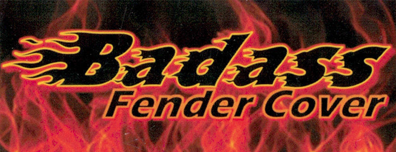badass fender cover text on a flaming background