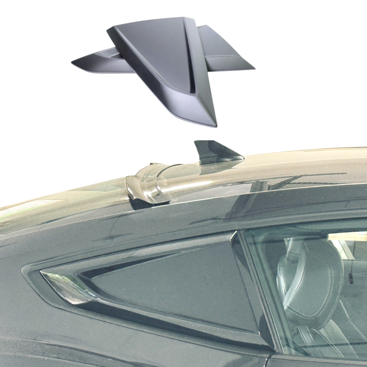 JSD Quarter Window Scoops for Mustang 2024-2025 Fastback, Matte Black Primer
