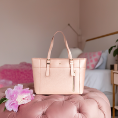 Pink laptop bag made of vegan leather