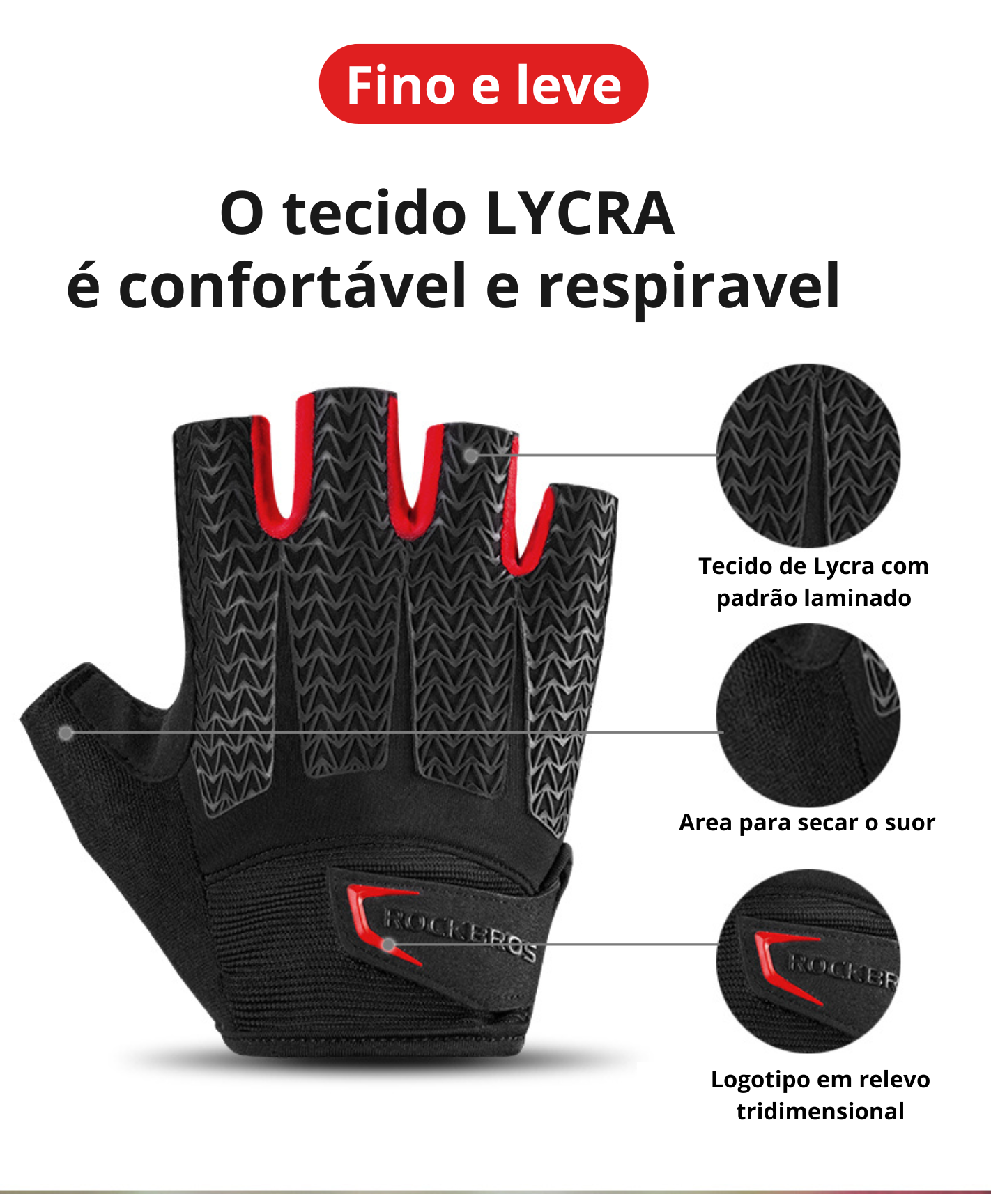 luva de ciclismo, luvas para ciclismo, Luvas de Ciclismo Meio dedo Rockbros, Luvas de ciclismo meio dedo, Luvas de Ciclismo Meio dedo Rockbros Modelo CycleFlex, Luvas de Ciclismo Rockbros