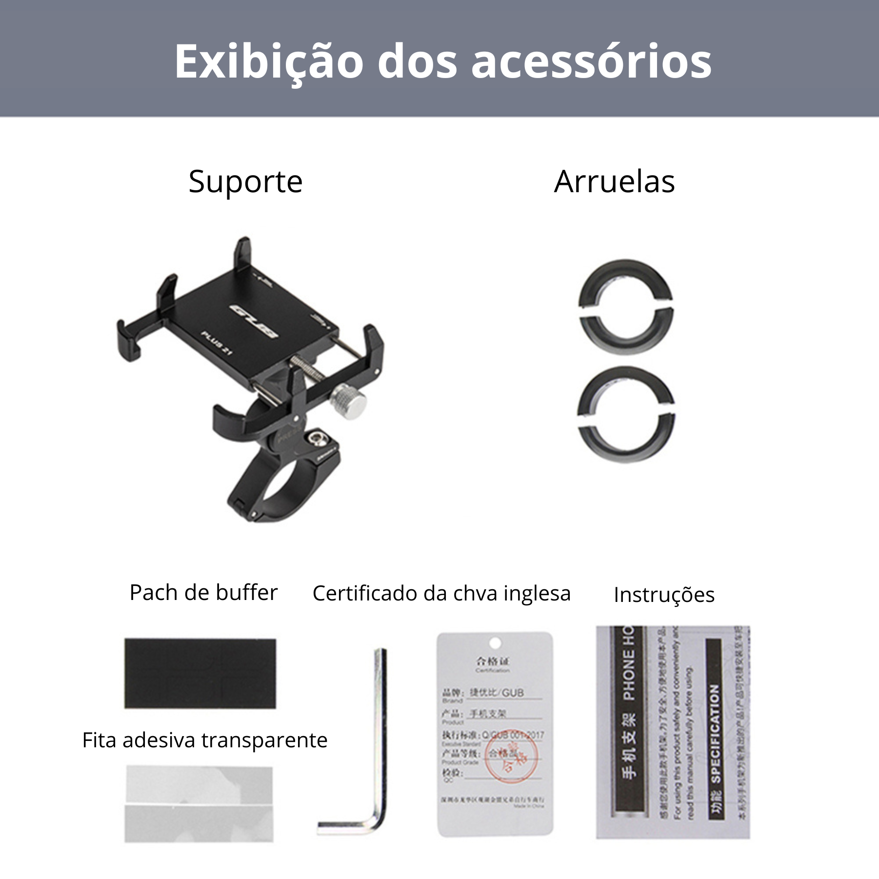 Suporte de Celular para Bicicleta GUB PLUS 21, Suporte de celular, Suporte de Celular para Bike, Suporte de Celular para Bicicleta GUB, Suporte de Celular liga de alumínio