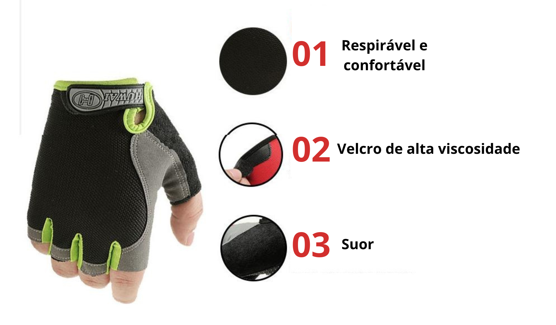 luvas para ciclismo, luvas para ciclismo, luva de ciclismo, Luva de ciclismo meio dedo, Luvas de elastano e poliéster, luvas de nylon