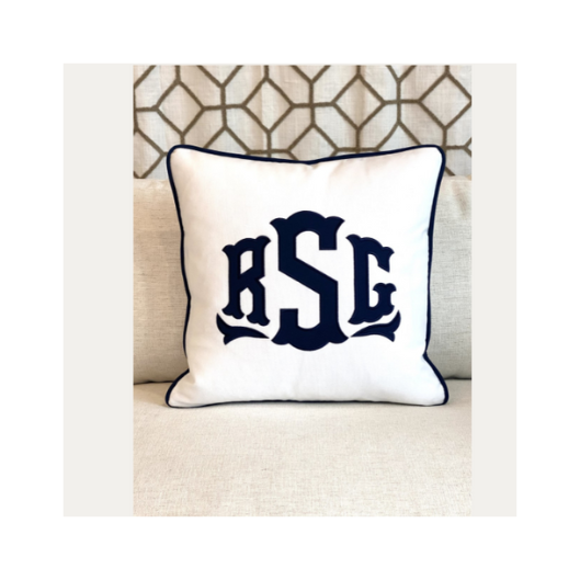 Monogrammed Navy 16 x 16 Pillow Cover ONLY - Lavington Designs LLC