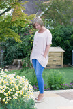 OVERSIZED ASYMETRIC PLAIN LINEN TUNIC WITH 2 FRONT POCKETS