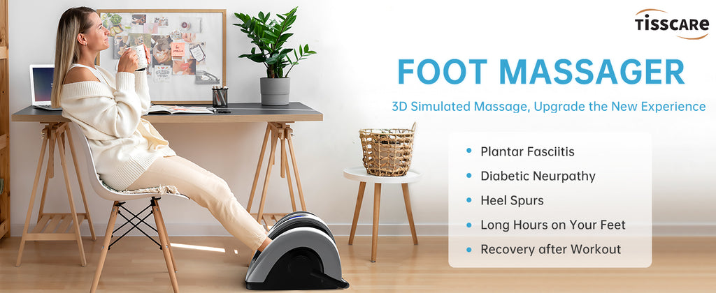 TiSSCARE Shiatsu Massage Foot Massager Machine - Improves Blood Flow Circulation, Deep Kneading & Tissue with Heat/Remote, Neuropathy, Plantar Fasciitis, Diabetics, Pain Relief