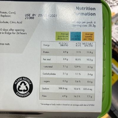 UnReal Co - Plant-based Chick'n Chives Sausages Nutritional Panel