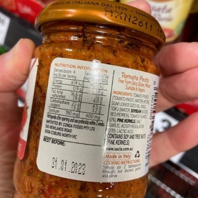 Sacla Tomato Pesto (Free From) Nutritional Information