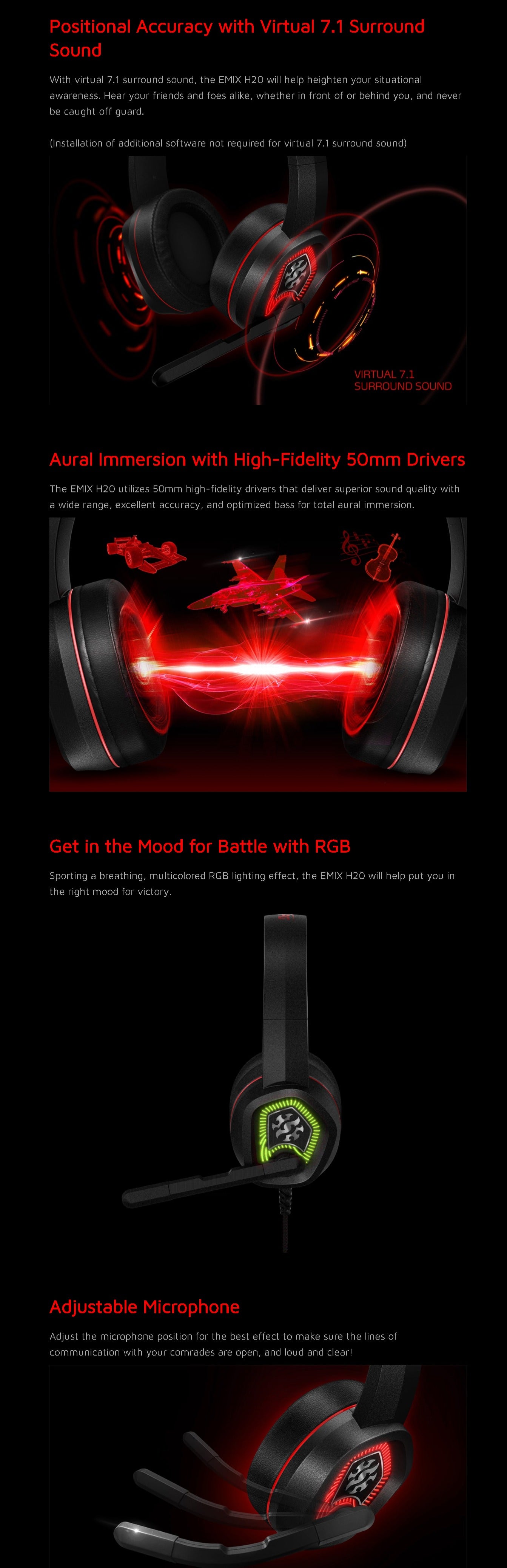 XPG EMIX H20 Virtual 7.1 Surround Sound Gaming Headphone