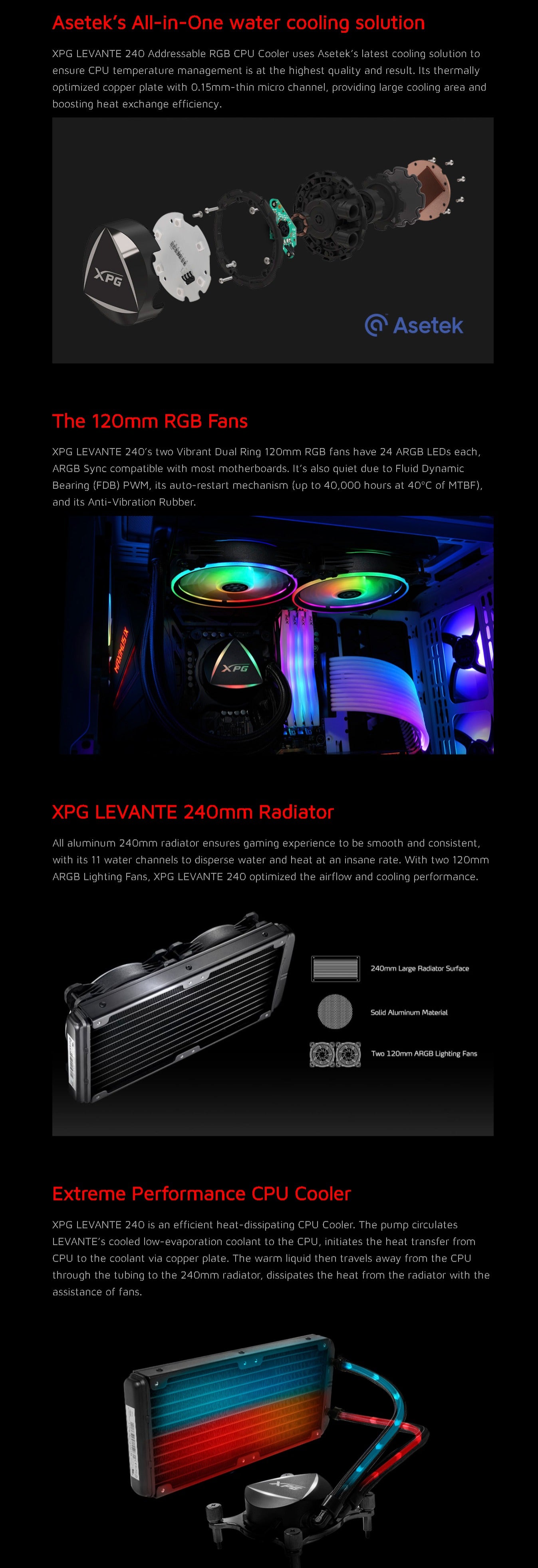 XPG LEVANTE 240 RGB CPU Cooler