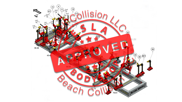 Tesla Approved Fixture System for Vehicle Structural Damage Repair Used By Beach Collision LLC