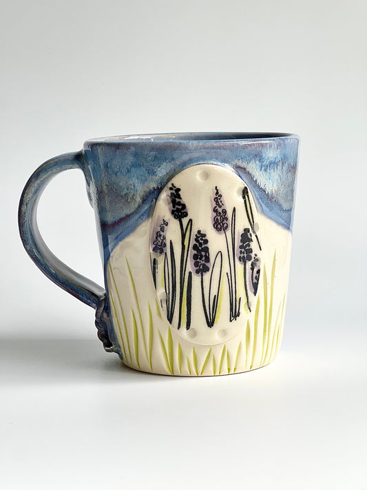 Ceramic Hand Carved Spring Lavender Mug (L-6) – Primrose Studio