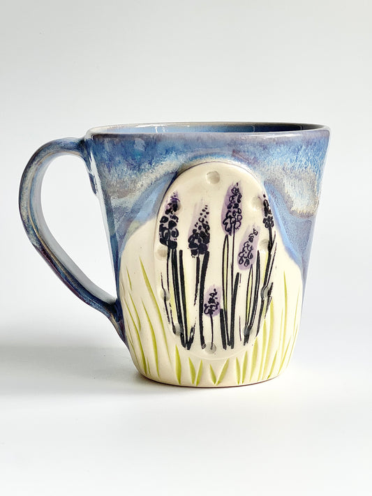 Ceramic Hand Carved Spring Lavender Mug (L-6) – Primrose Studio