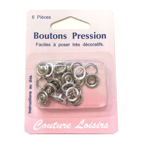 Boutons pressions métal rond 11,5mm - Nacre - Accessoires Couture