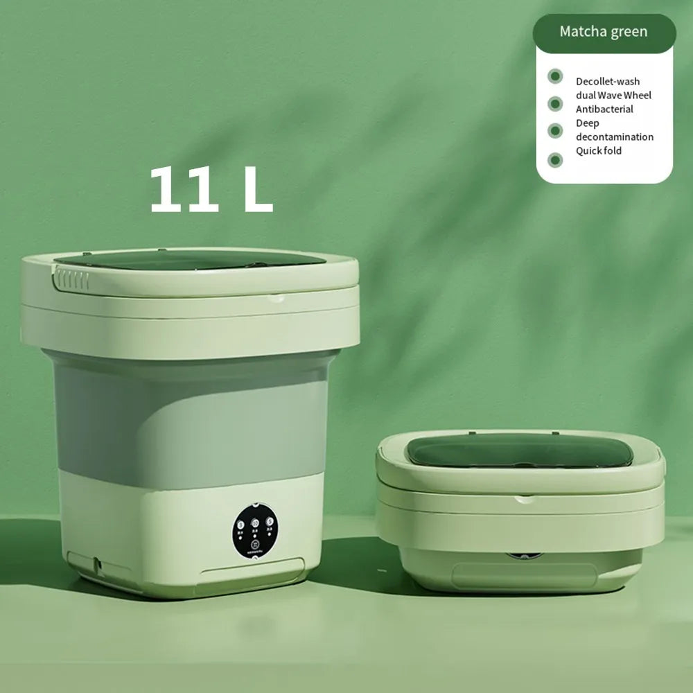Compact & Versatile: 6L/11L Folding Portable Washing Machine with Spin Dryer Bucket - Ideal for Travel, Home & More!