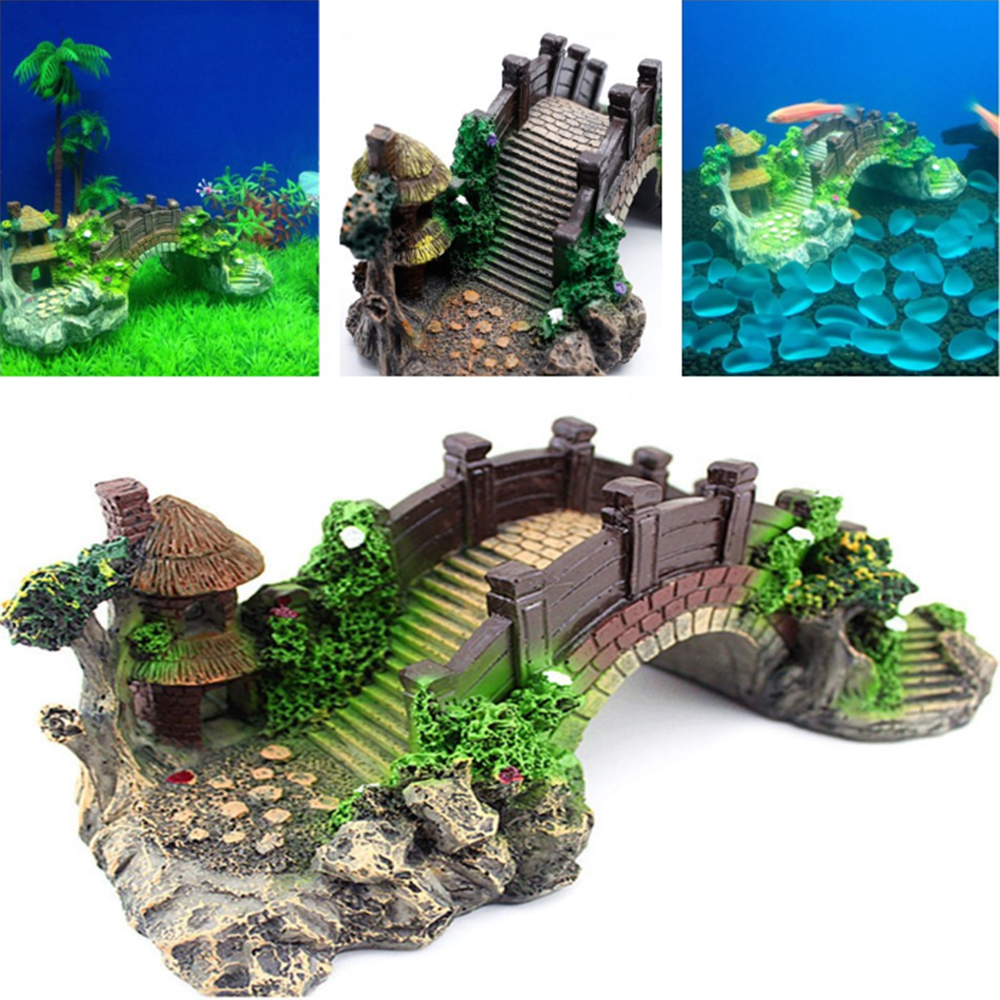 1pc Aquarium Castle Fish Tank Artificial Resin Bridge Cave Aquarium Fi Gizmo S Pet Shop