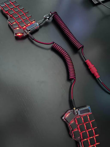 dark red trrs custom cable and dark red custom coiled usb cable