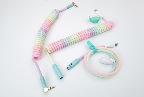 Pastel Jelly coiled USB C and TRRS cables