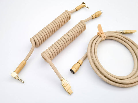 Custom coiled TRRS and USB C cable "Cream"