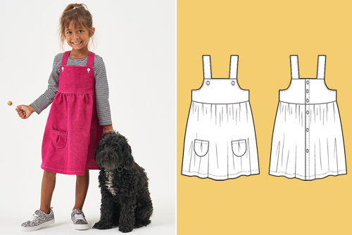 Dungarees and Pinafore Dress or Bib Skirt PDF Sewing Pattern for